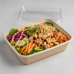 Chicken Bibimbap Box - Fresh Lettuce Base with Spicy Mayo