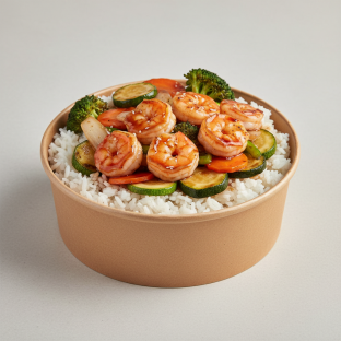Shrimp Teriyaki Bowl with Steamed Rice