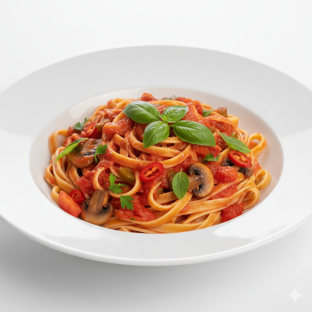 Vegan Fettuccine Arrabiata with Mixed Vegetables