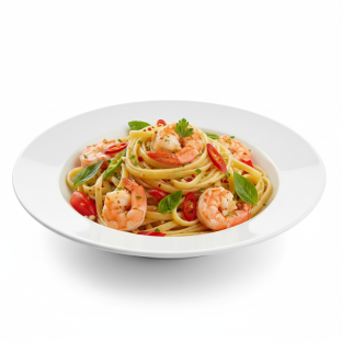 Fettuccine Aglio with Shrimp