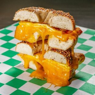 2 Eggs & Cheese - on a Everything Bagel Served With Chips