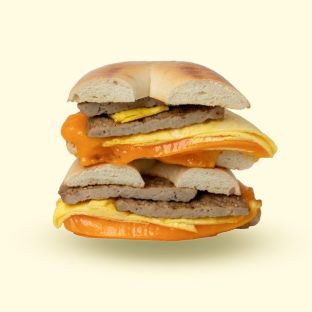 2 Eggs & Cheese with Sausage - on a Gluten Free Bagel Served With Chips