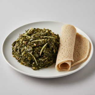 Gomen with Injera