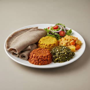 Veggie combo with House Salad and Injera