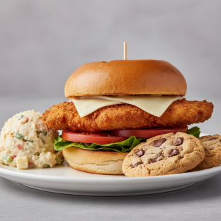 Breaded Chicken Cutlet Sandwich with Potato Salad