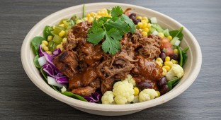 Light Carb Carnitas Ensalada with Palmita Mole
