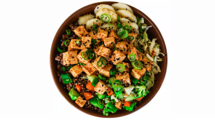 Tofu Rice and Cabbage Bowl with Garlic Sesame Soy Sauce