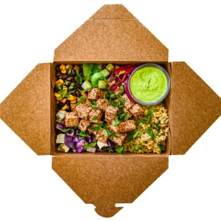 Tofu Rice Bowl with Cilantro Green Sauce