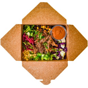 Carnitas Mixto Bowl with Silky Salsa Rosa