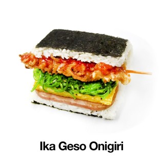 Ika Geso Onigiri with Seaweed Salad