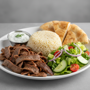 Beef/Lamb Gyro Plate with Rice Beef/Lamb Gyro Plate with Rice