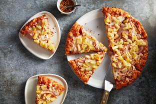 Hawaiian Pizza with Side Caesar Salad