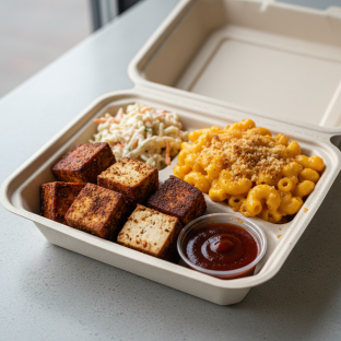 Tofu With Mac and Cheese Boxed Meal (vegetarian) Tofu With Mac and Cheese Boxed Meal (vegetarian)