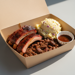 Ribs With Potato Salad Boxed Meal Ribs With Potato Salad Boxed Meal