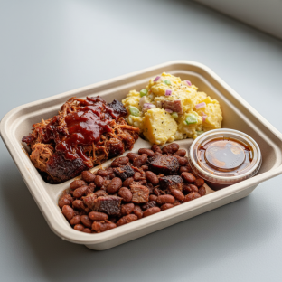 Pulled Pork With Potato Salad Boxed Meal Pulled Pork With Potato Salad Boxed Meal