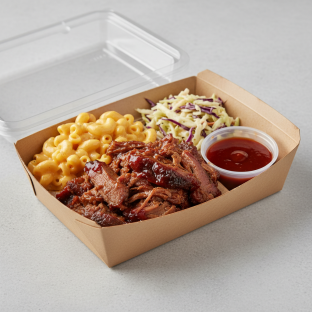 Chopped Brisket With Mac and Cheese and Cole Slaw Boxed Meal Chopped Brisket With Mac and Cheese and Cole Slaw Boxed Meal