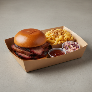 Brisket Sandwich with Mac N Cheese Boxed Meal Brisket Sandwich with Mac N Cheese Boxed Meal