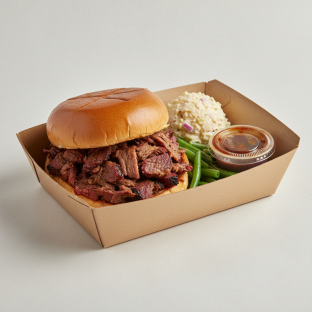 Chopped Brisket Sandwich with Potato Salad Boxed Meal Chopped Brisket Sandwich with Potato Salad Boxed Meal
