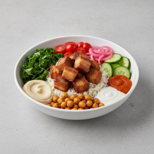 Pork Belly Gyro Mediterranean Bowl