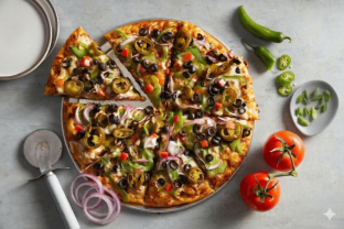 Curry Veggie Delight Pizza with no Cilantro