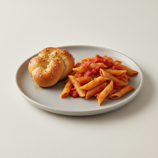 Penne With Marinara and Garlic Knot