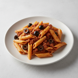Penne With Bolognese and Olives