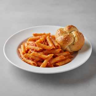 Penne With Arrabiata and Garlic Knot
