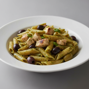 Penne With Chicken Pesto and Olives