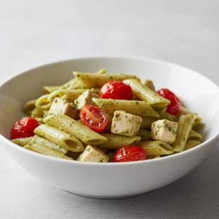 Penne With Chicken Pesto and Tomatoes