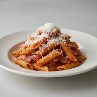 Penne With Amatriciana and Parmesan