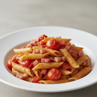 Penne With Amatriciana and Tomatoes