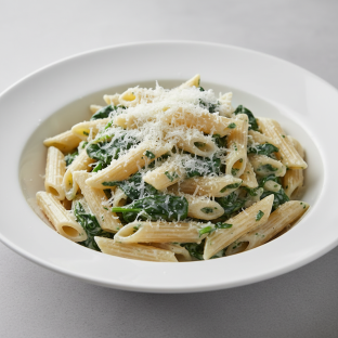 Penne With Spinach Ricotta and Parmesan