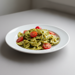 Bow Tie With Pesto and Cherry Tomatoes