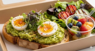 Eggy Toasty with Side Salad and Fruit Salad