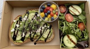 Veggie Toasty with Side Salad and Fruit Salad