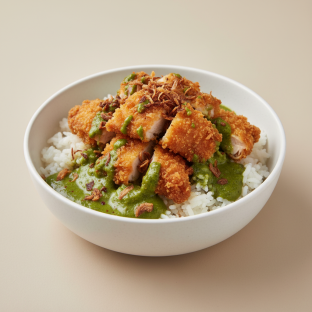 Green Curry Hatyai Crispy Chicken Rice Bowl Green Curry Hatyai Crispy Chicken Rice Bowl
