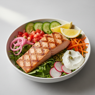 Grilled Salmon Arugula Bowl Grilled Salmon Arugula Bowl