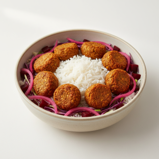 Red Lentils Balls Rice Bowl Red Lentils Balls Rice Bowl