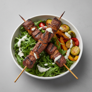 Grilled Beef Skewer Arugula Bowl Grilled Beef Skewer Arugula Bowl