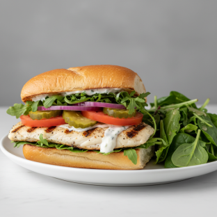 Grilled Tilapia Sandwich with Side Salad Grilled Tilapia Sandwich with Side Salad