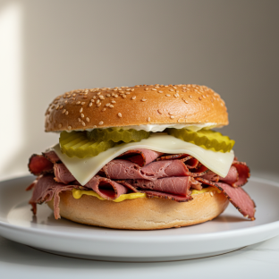 Pastrami Sandwich - Sesame Bagel Pastrami Sandwich - Sesame Bagel