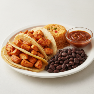 Al Pastor Chicken Tacos with Rice Black Beans and Chipotle Salsa Al Pastor Chicken Tacos with Rice Black Beans and Chipotle Salsa