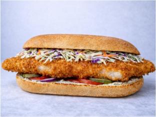 Fried Pollock Sandwich with Coleslaw