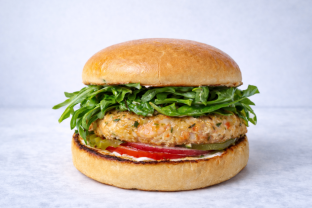 Garlic Shrimp Burger with Side Salad