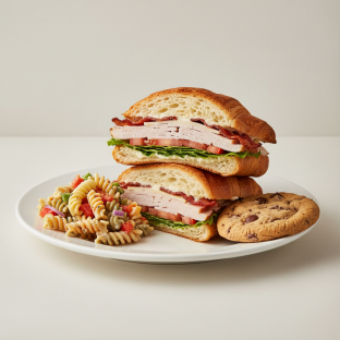 Club Sandwich with Pasta Salad and Cookie Club Sandwich with Pasta Salad and Cookie