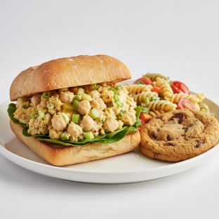 Chickpea Salad Sandwich with Pasta Salad and Cookie Chickpea Salad Sandwich with Pasta Salad and Cookie