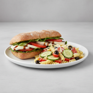 Caprese Sandwich with Pasta Salad Caprese Sandwich with Pasta Salad