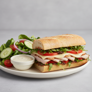 Turkey Italiano Sandwich with Garden Salad and Ranch Turkey Italiano Sandwich with Garden Salad and Ranch