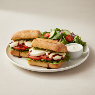 Caprese Sandwich with Garden Salad and Ranch Caprese Sandwich with Garden Salad and Ranch