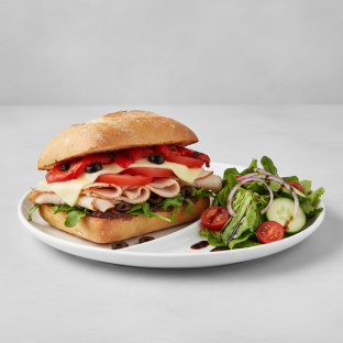 Turkey Italiano Sandwich with Garden Salad and Balsamic Vinagrette Turkey Italiano Sandwich with Garden Salad and Balsamic Vinagrette